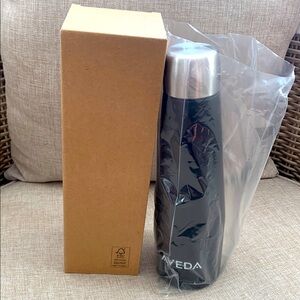 NWT Aveda Bottle: Black Metal w/White Logo & Silver Cap